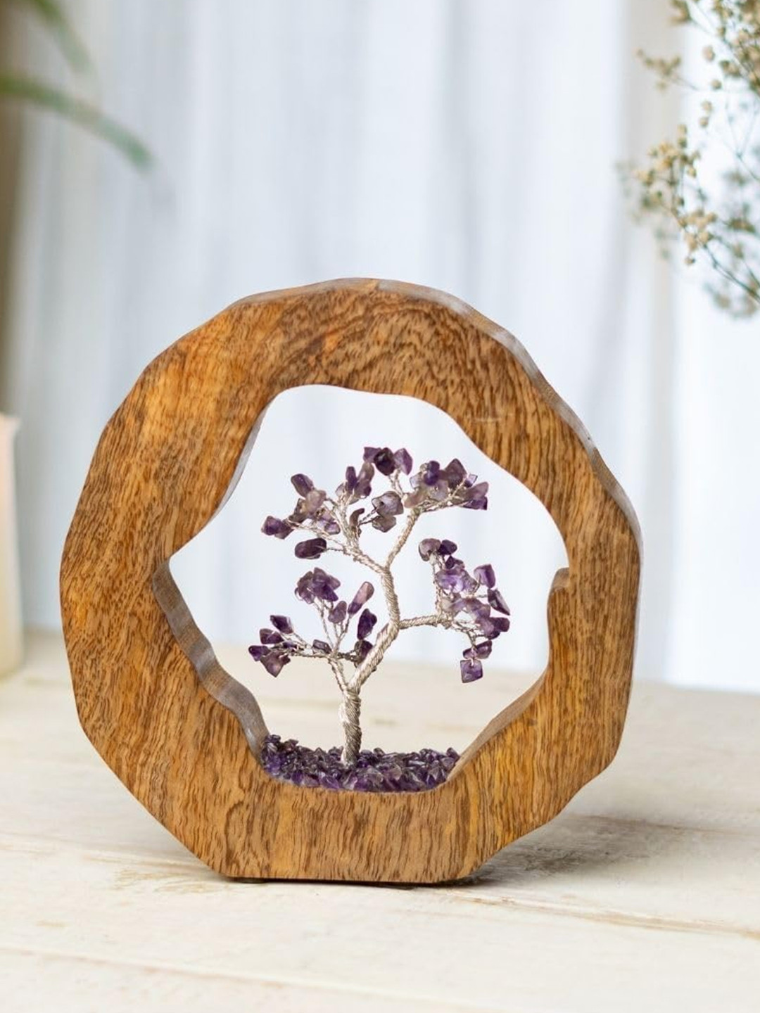 Ritualistic Amethyst Crystal Tree Purple Crystal Glossy Living Room Medium Showpiece - 7.9 Inches