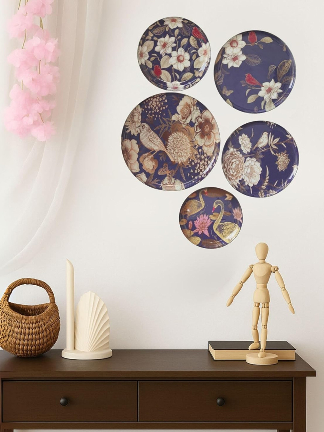 RITUALISTIC Set of 5 Oriental Blooms Wall Plates for Home & Wall Decor