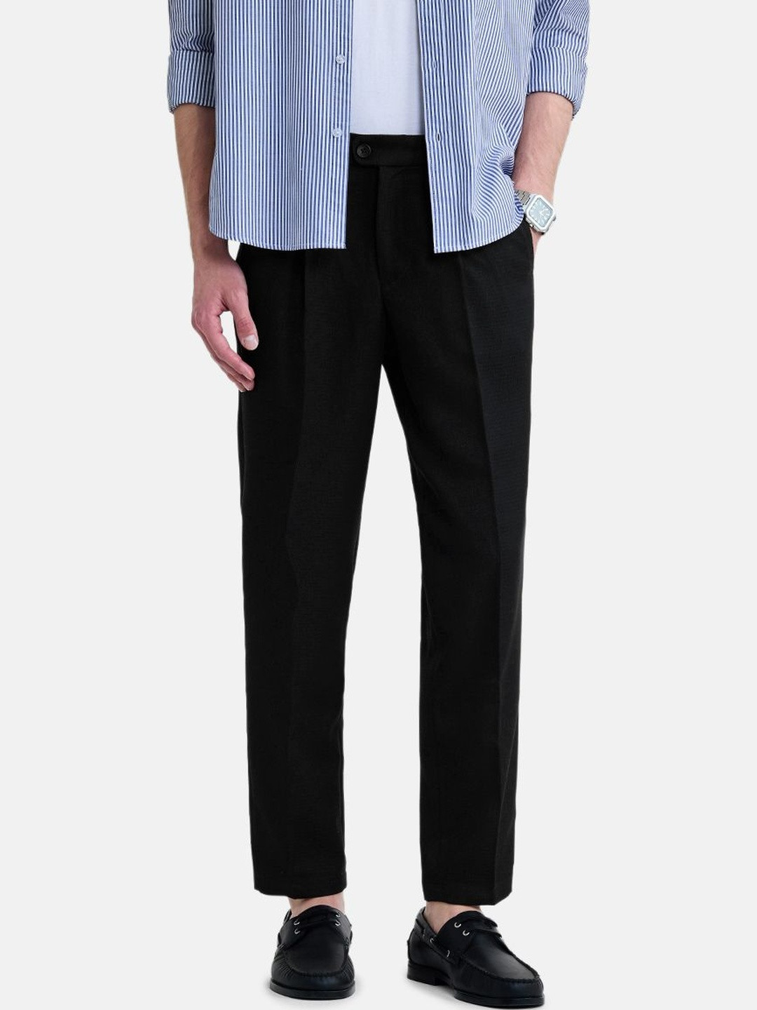 Snitch Black Mid-Rise Regular Fit Trouser