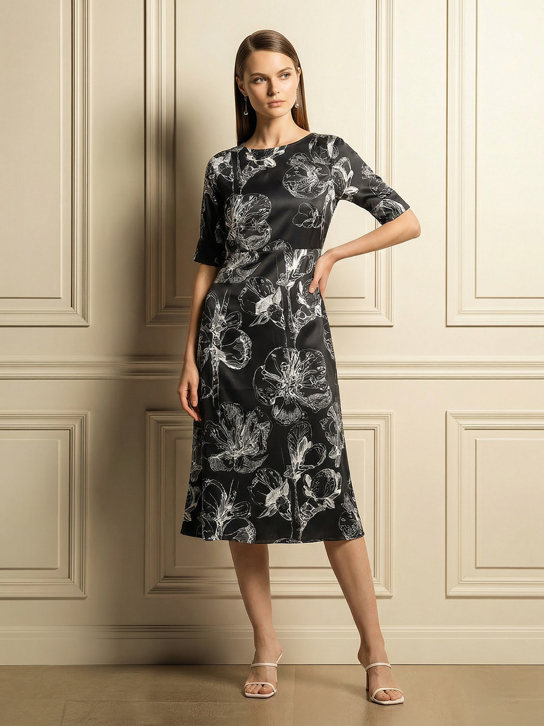 Chemistry Floral Print A-Line Midi Dress