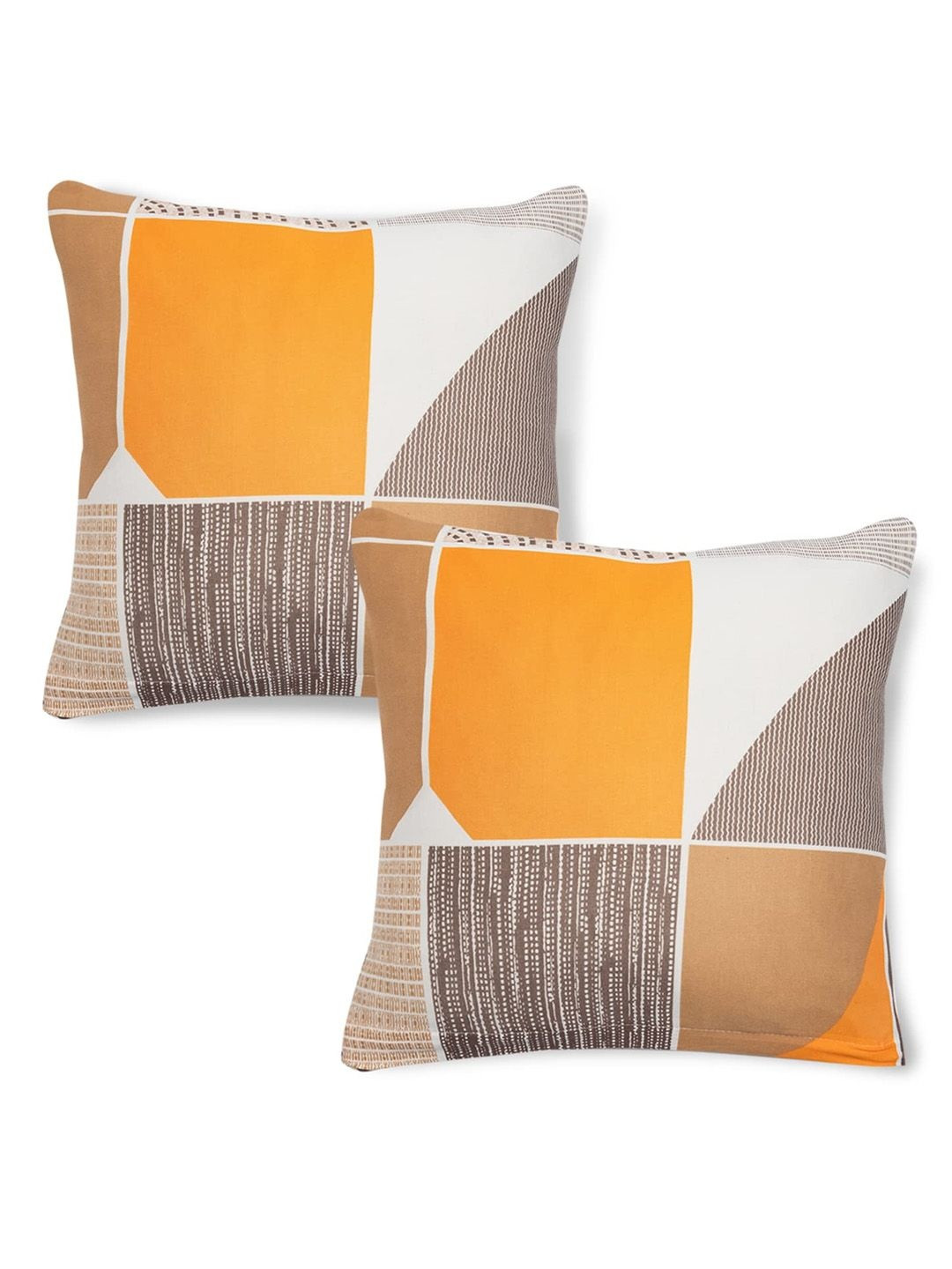 HOKIPO Multicolor Polyester Spandex Stretchable Cushion Cover 16x16, Pack of 2