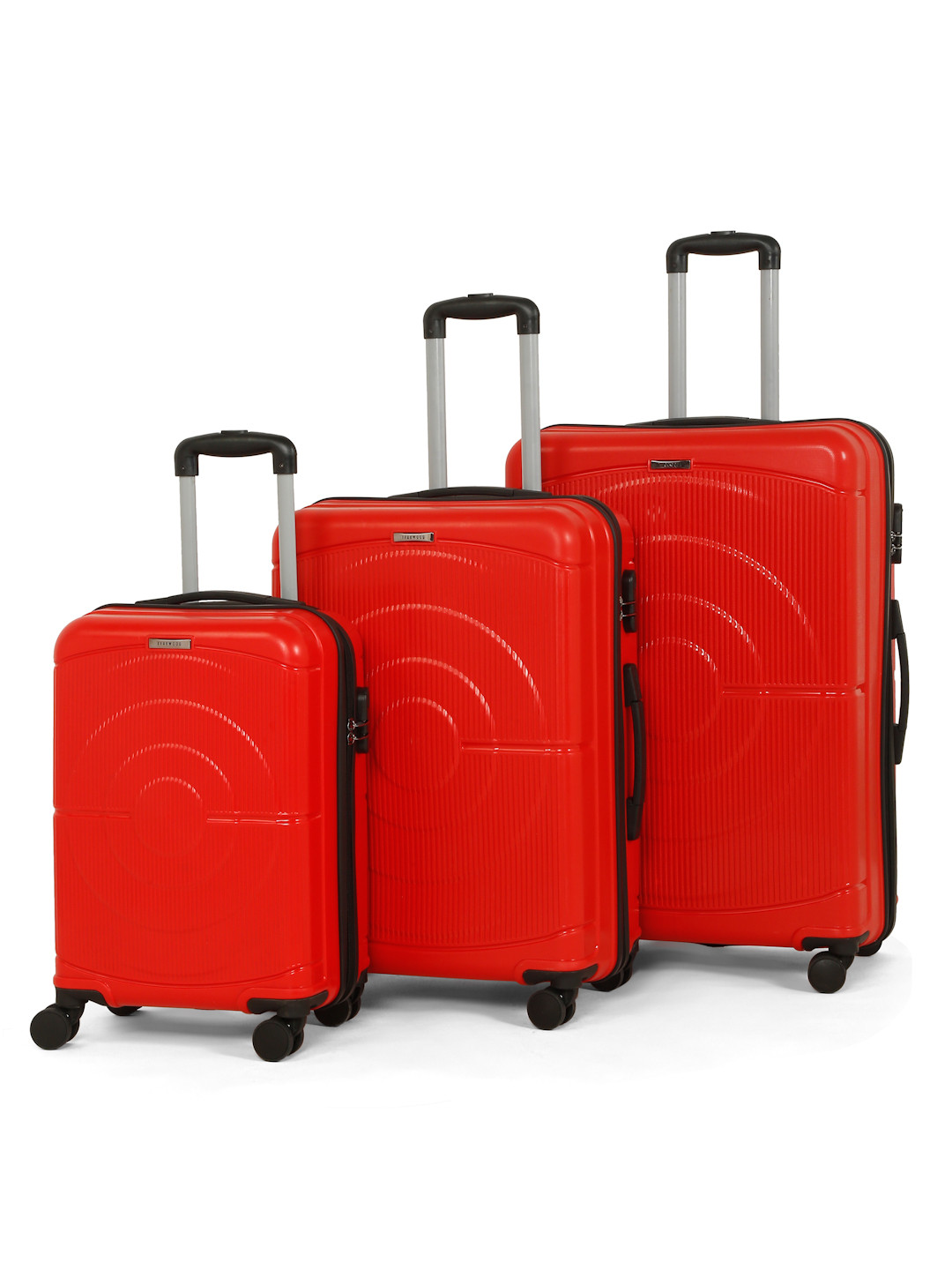 Teakwood Leathers Set of 3 Concentrix Hard Sided Trolley Suitcases - Cabin+Medium+Large