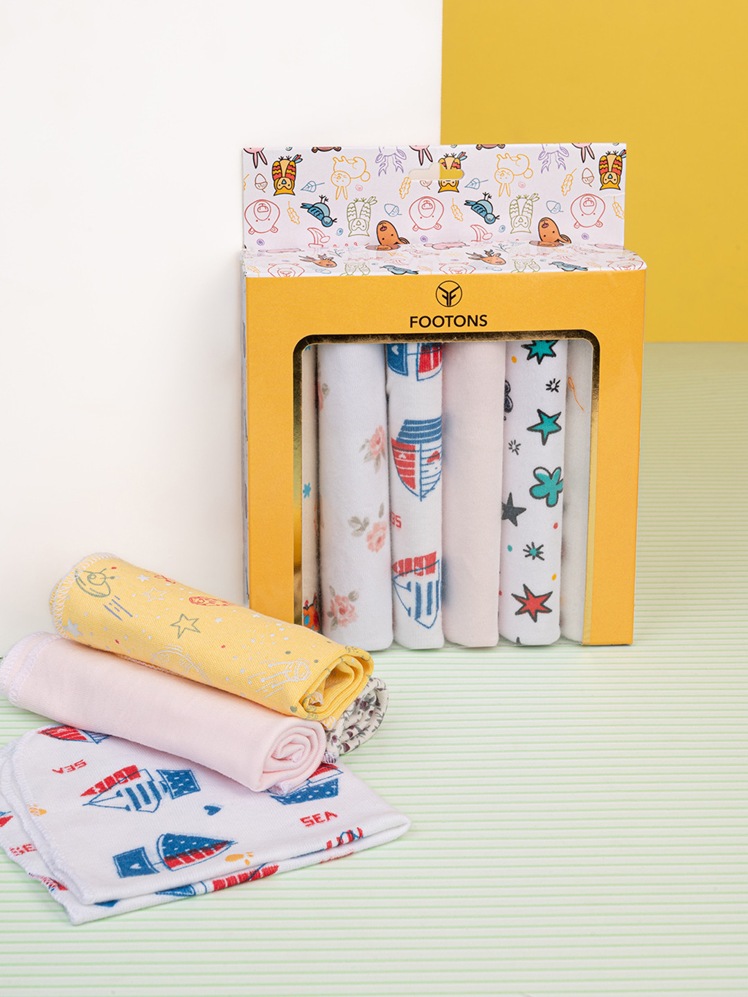 FOOTONS Kids Pack of 12 Solid Baby-Safe Skin-Friendly Cotton Handkerchiefs