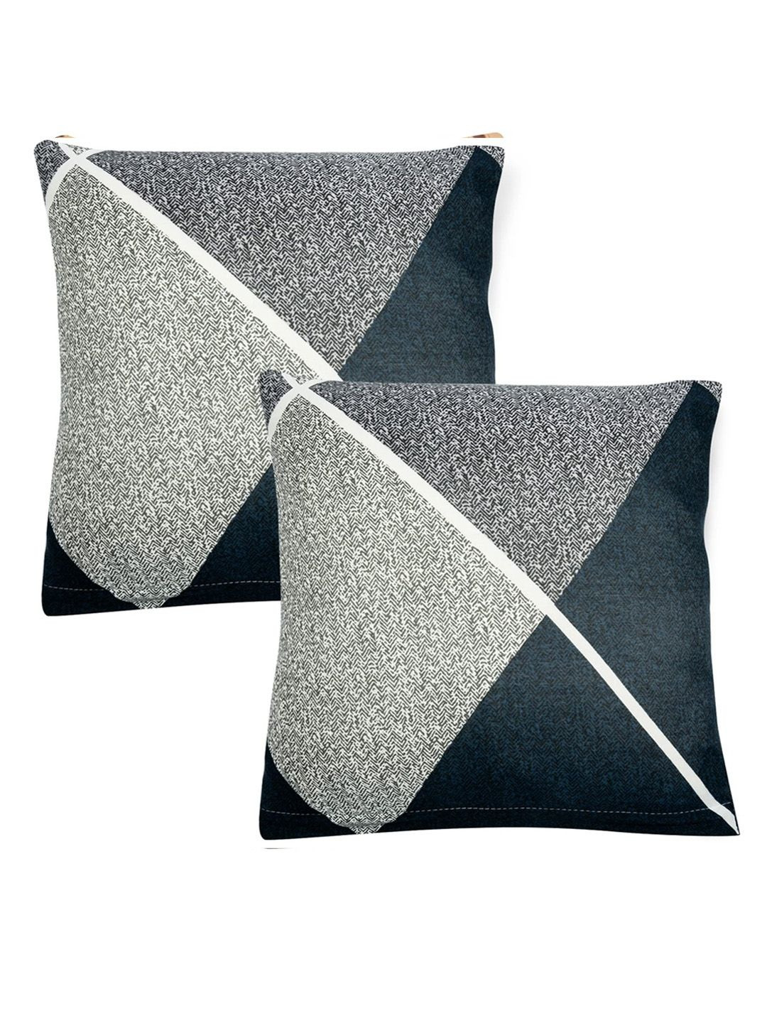 HOKIPO Blue Polyester Stretchable Sofa Cushion Cover 16x16, Pack of 2