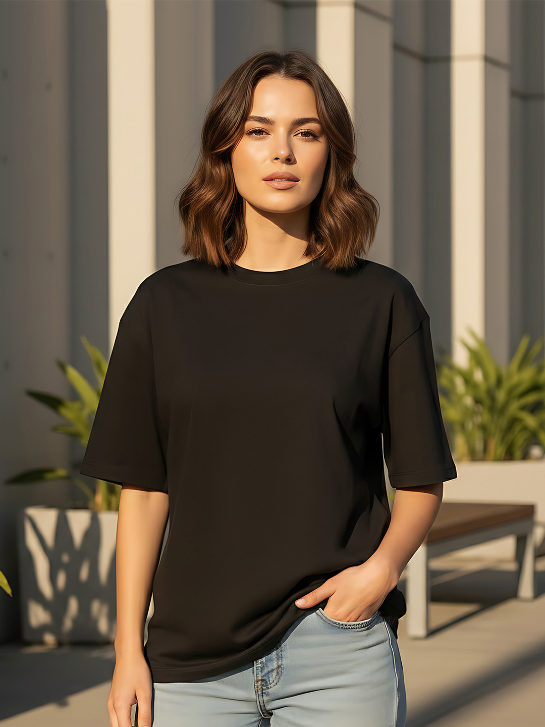 Moda Rapido Solid Oversized T-shirt