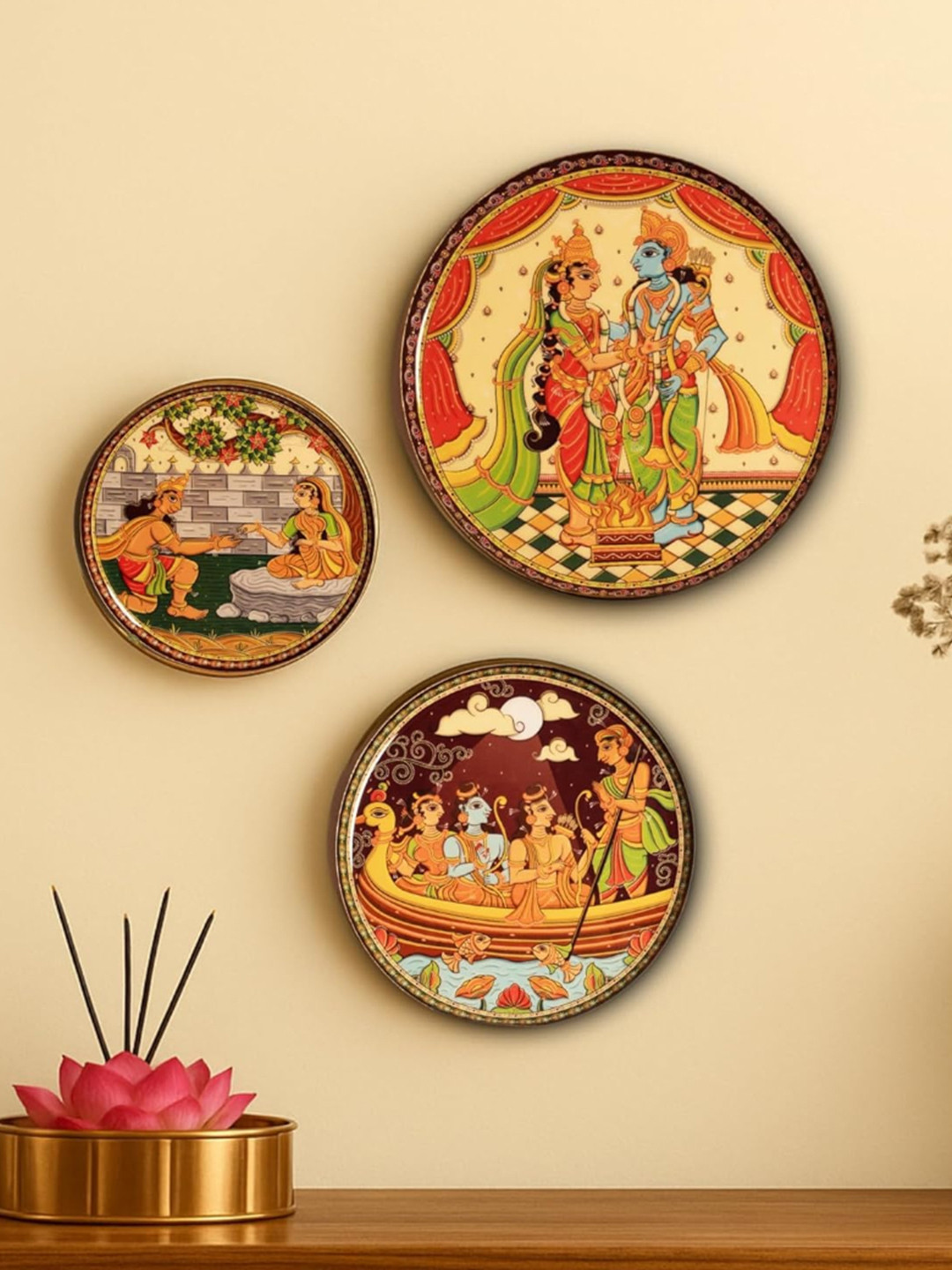 RITUALISTIC Set of 3 Ramayan For Home Decoration Metal Wall Plates