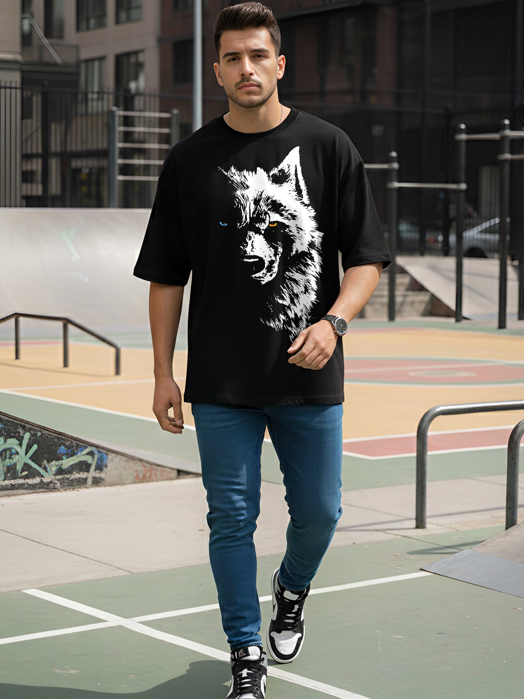 SYMBLANCE Round Neck Short Sleeve Oversized Fit Tshirt