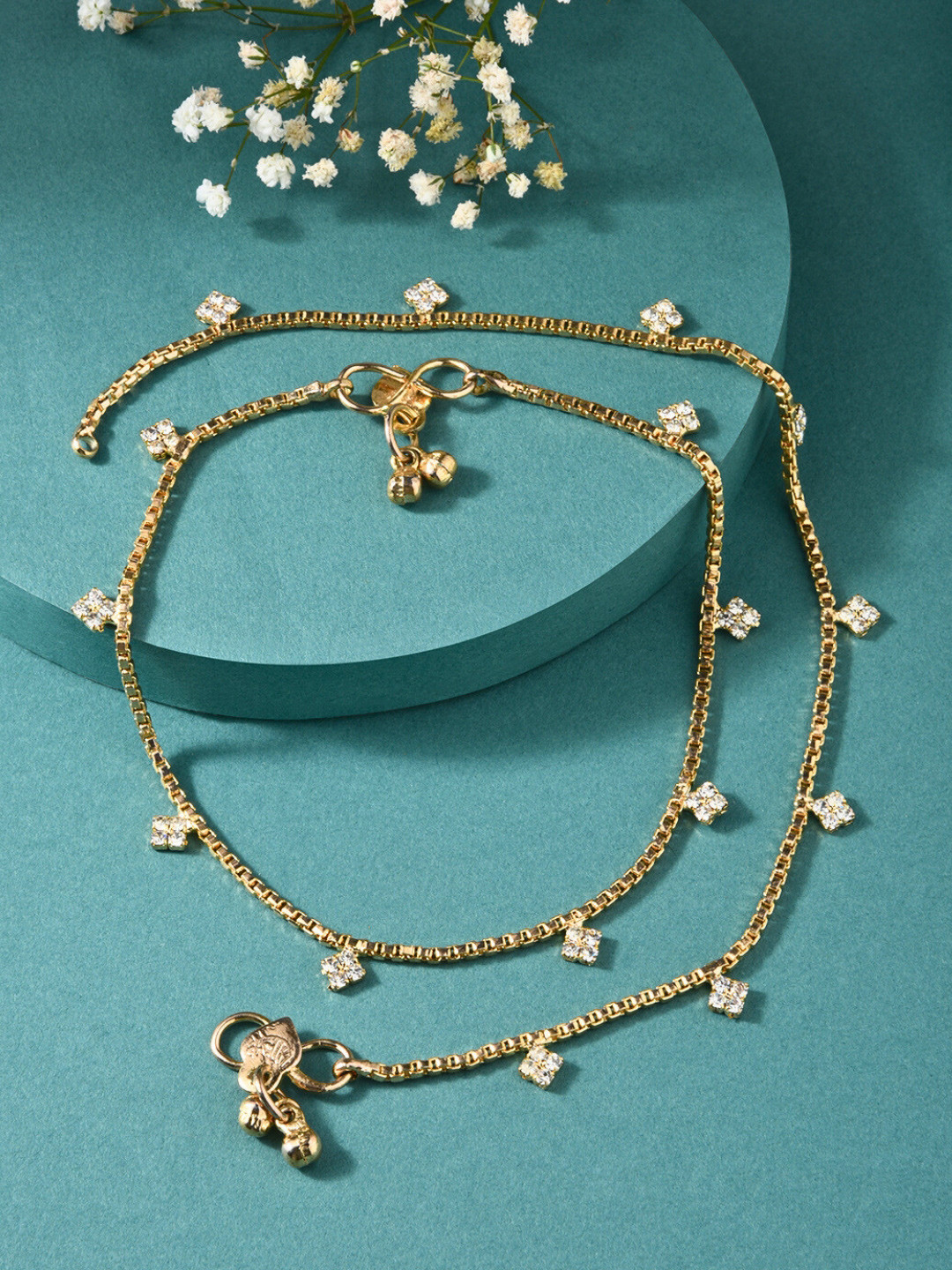 Fida Women Gold-Plated Kundan Anklets