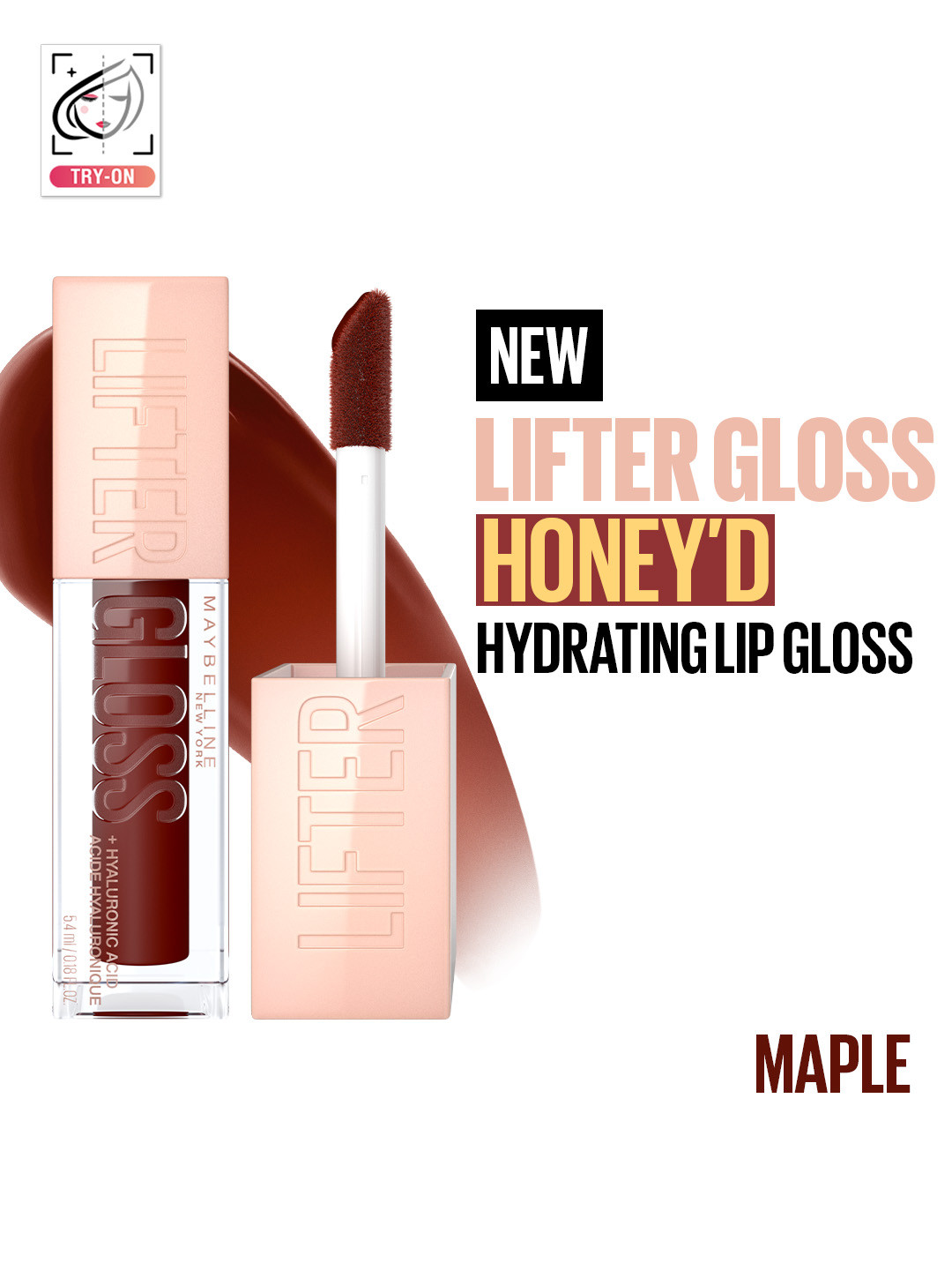 Maybelline New York Lifter Gloss Honeyd Hydrating Lip Gloss 5.4 ml - Maple 028