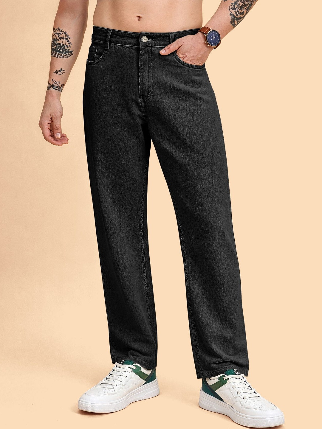 MULVARI Men Straight Fit Low-Rise Trousers