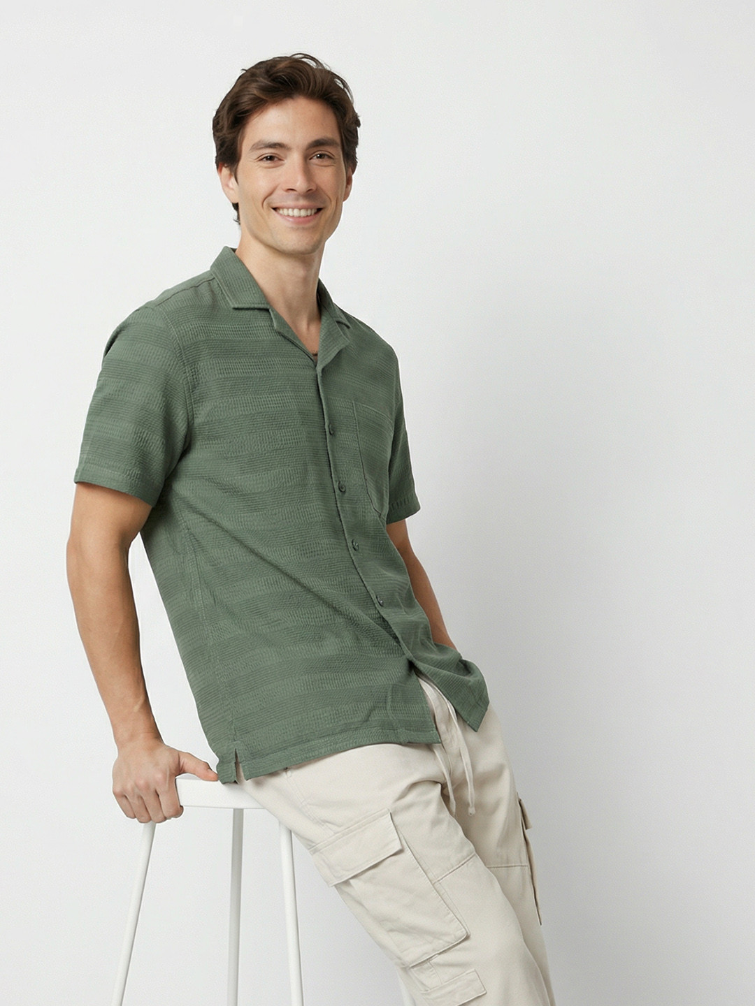 Mast & Harbour Self Designed Cuban Collar Casual Shirt