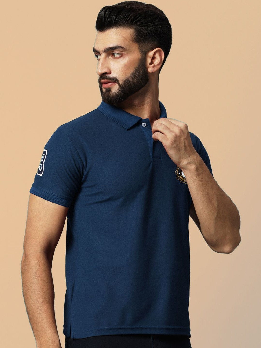 SZN Brand Logo Printed Polo Collar T-shirt