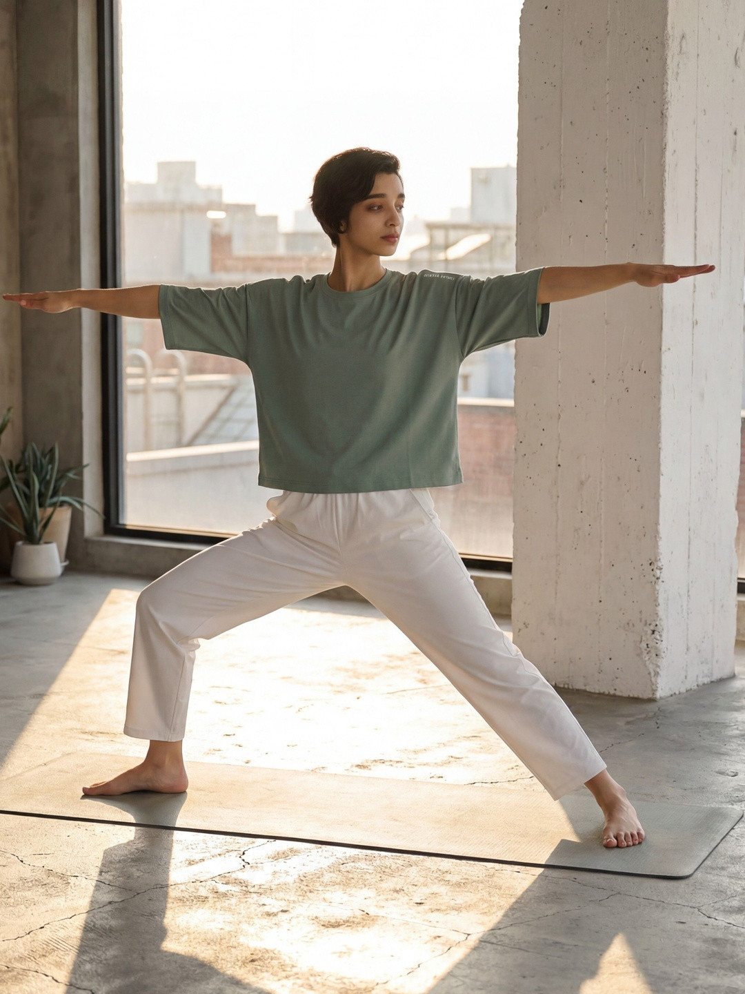 HUMAN SPIRIT Drop-shoulder Sleeves Bio Finish Boxy Yoga T-shirts