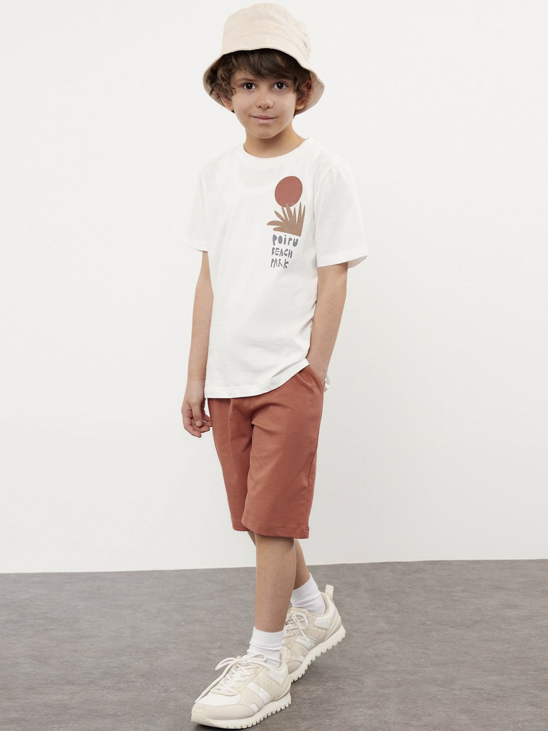 J&JP Boys Printed Round Neck T-Shirt With Shorts