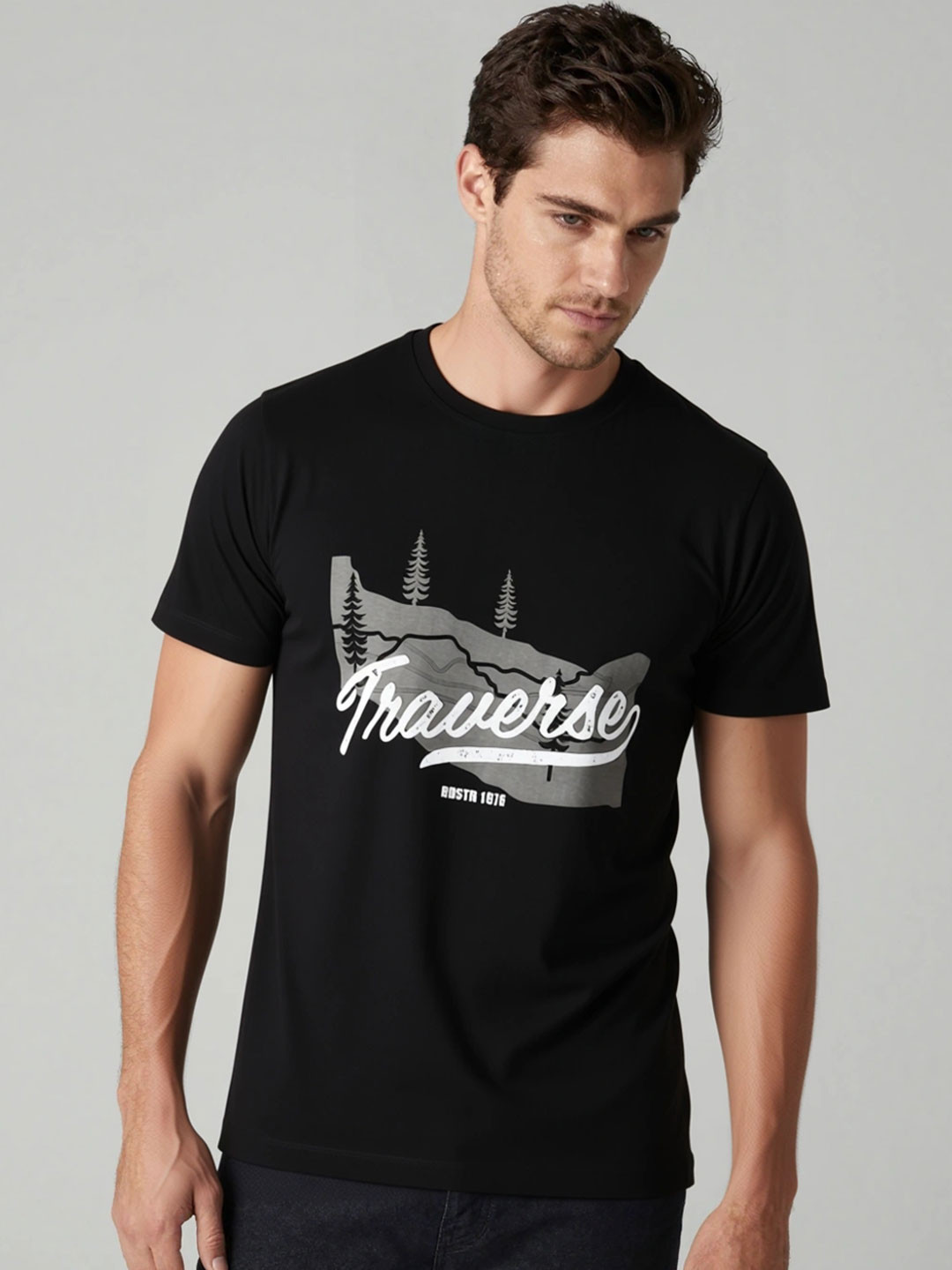 Roadster Typography Printed Round Neck Pure Cotton T-Shirt