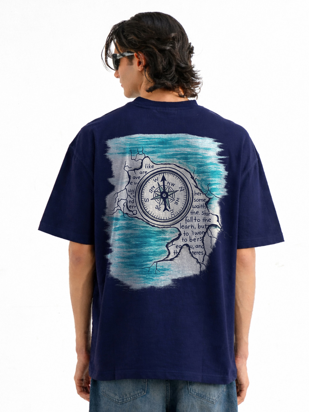 BDSQUARE Graphic Printed Round Neck Pure Cotton Oversized T-shirt