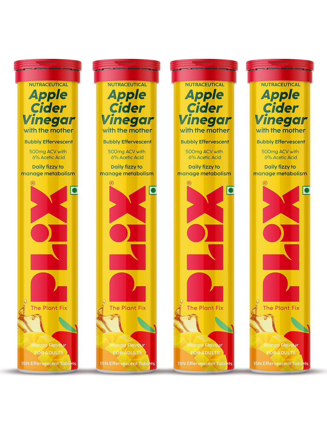 PLIX THE PLANT FIX Apple Cider Vinegar Effervescent Tablet - Mango Flavour - 15 Tablets