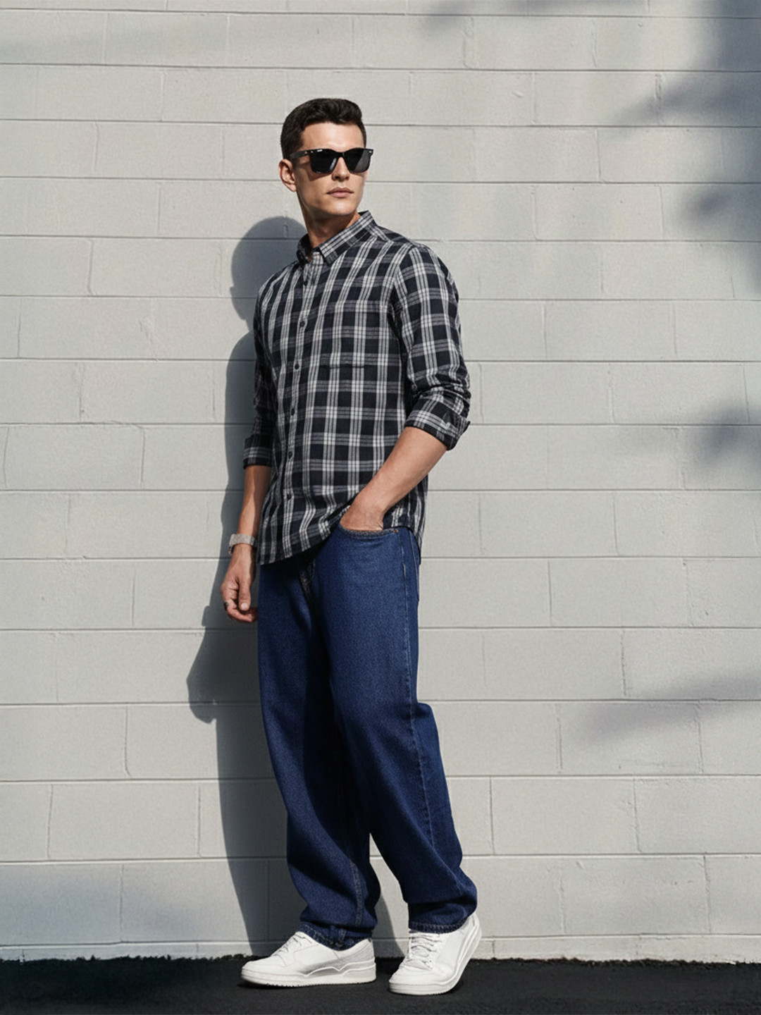 The Roadster Life Co. Checked Button-Down Collar Pure Cotton Casual Shirt