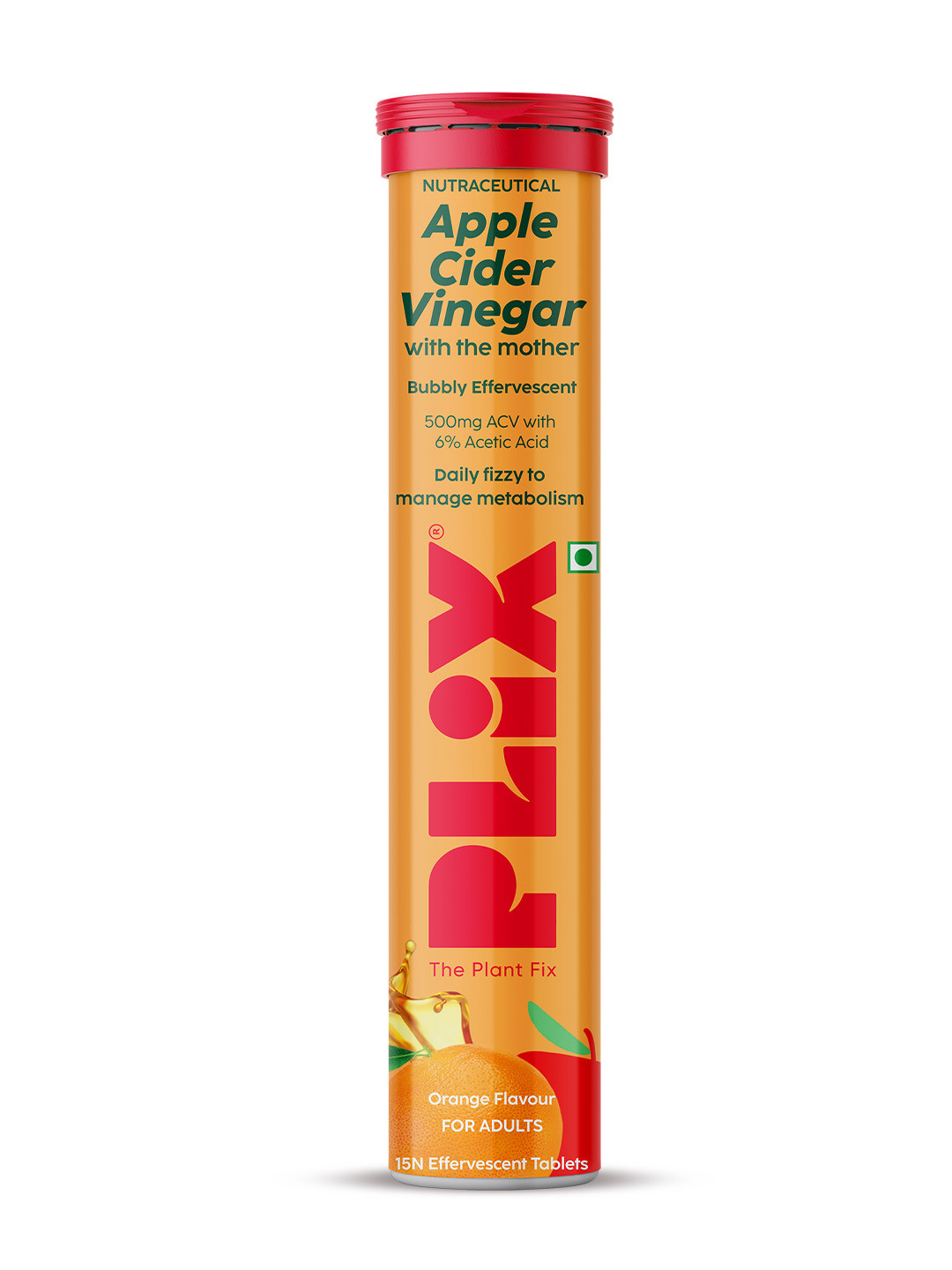 PLIX THE PLANT FIX Orange Flavour Apple Cider Vinegar Tablet - 15 Tabs