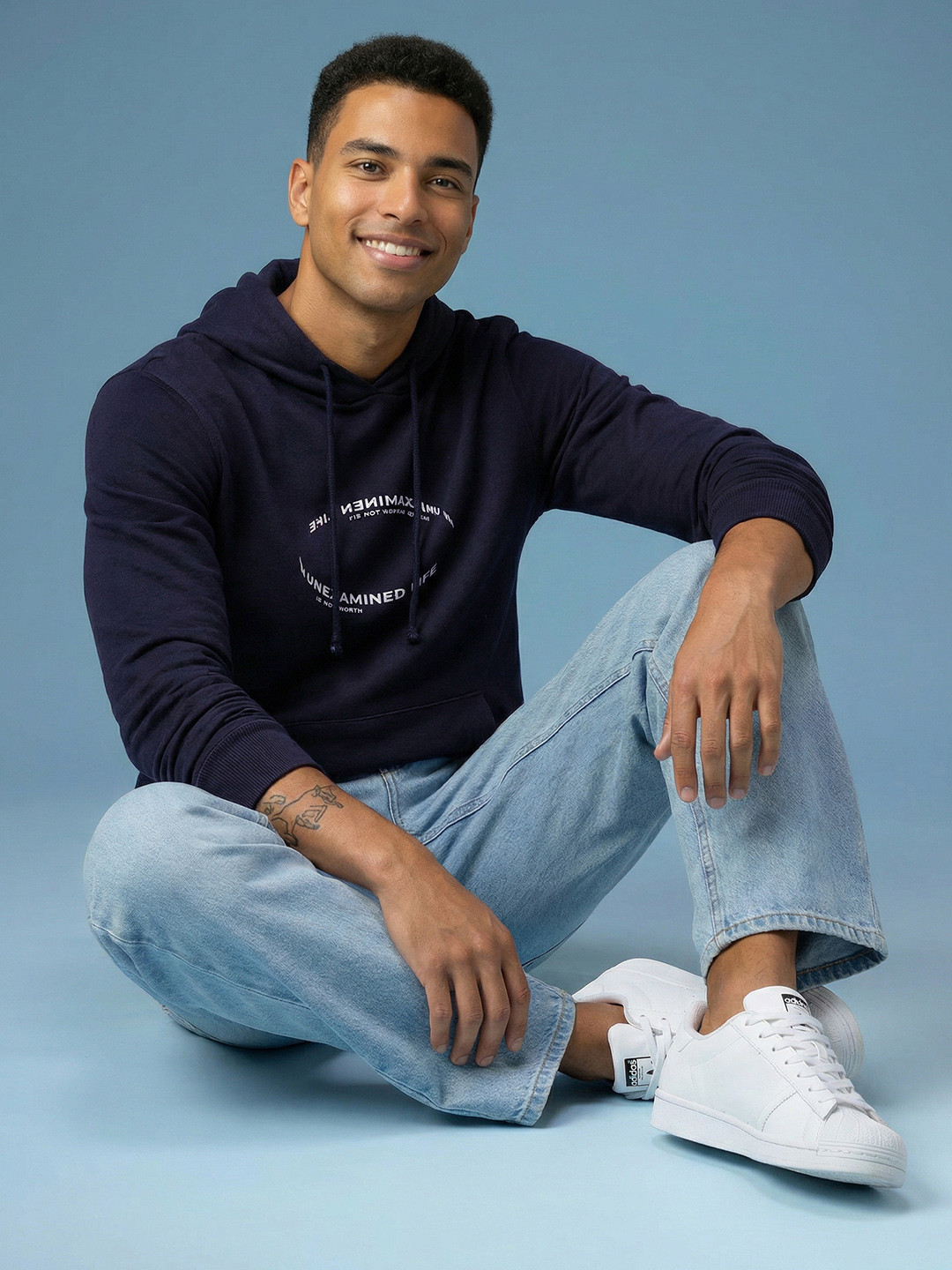 HERE&NOW Typography Printed Hooded Sweatshirt