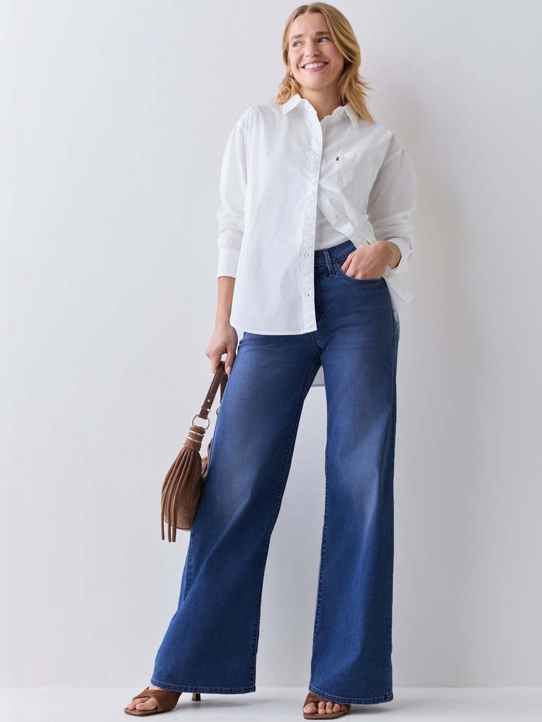 Stylecast X Kotty Women Premium Fabric Wide Leg Denim Fashion Jeans