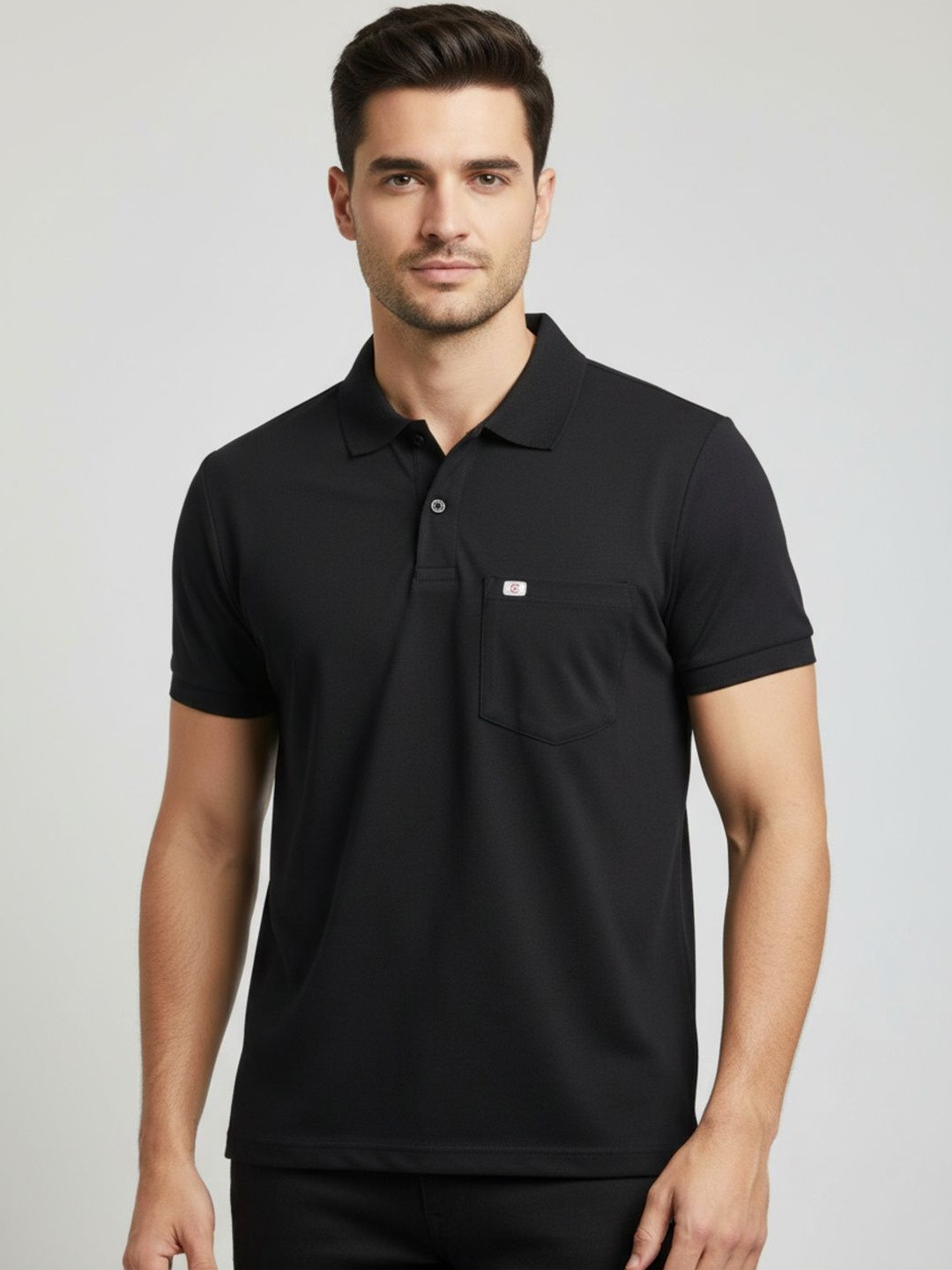 BADOS Men Polo Collar Pockets T-shirt