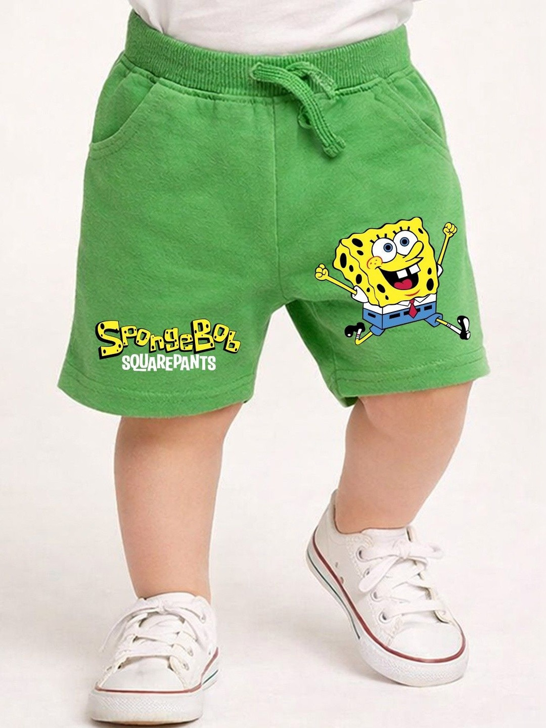 YK X Wildwoods Boys Printed Spongebob Low-Rise Shorts