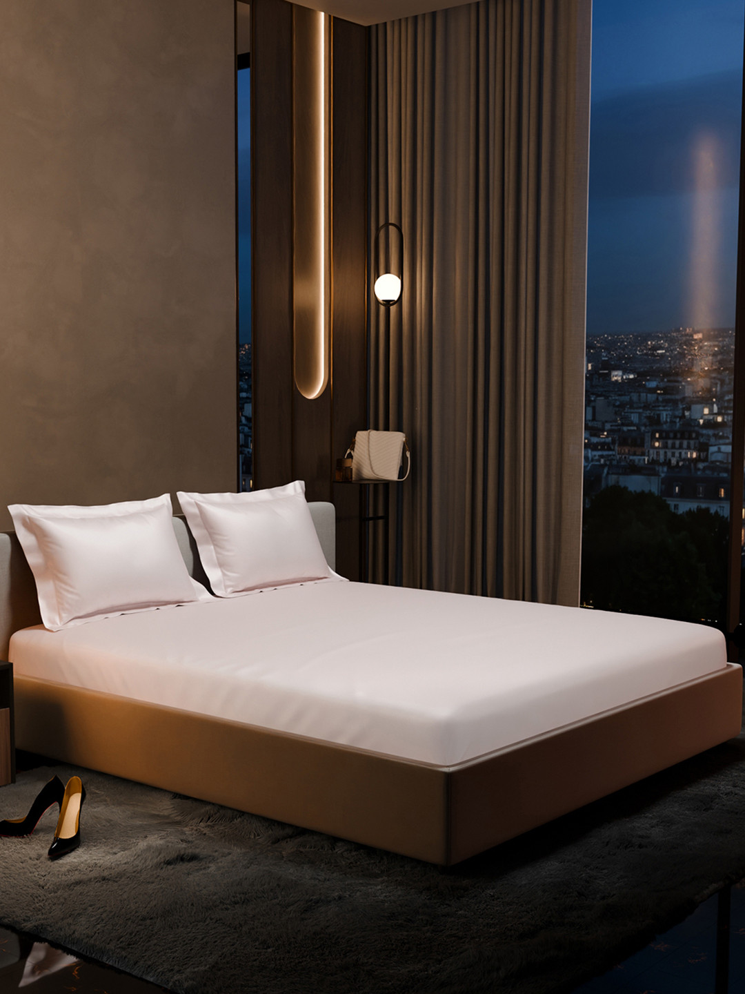 Stoa Paris Date Night Collection Pink 300 TC Fitted King Fine Bedsheet -72 x 78 inches