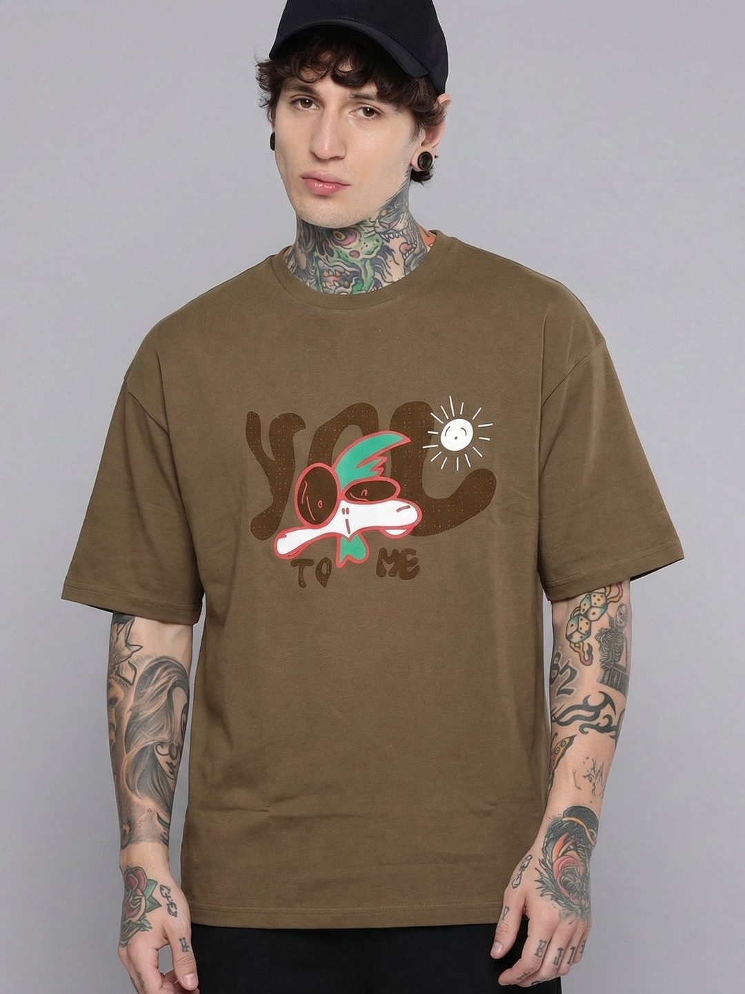 SANDPIPER Men Looney Tunes Printed Drop-Shoulder Sleeves T-shirt