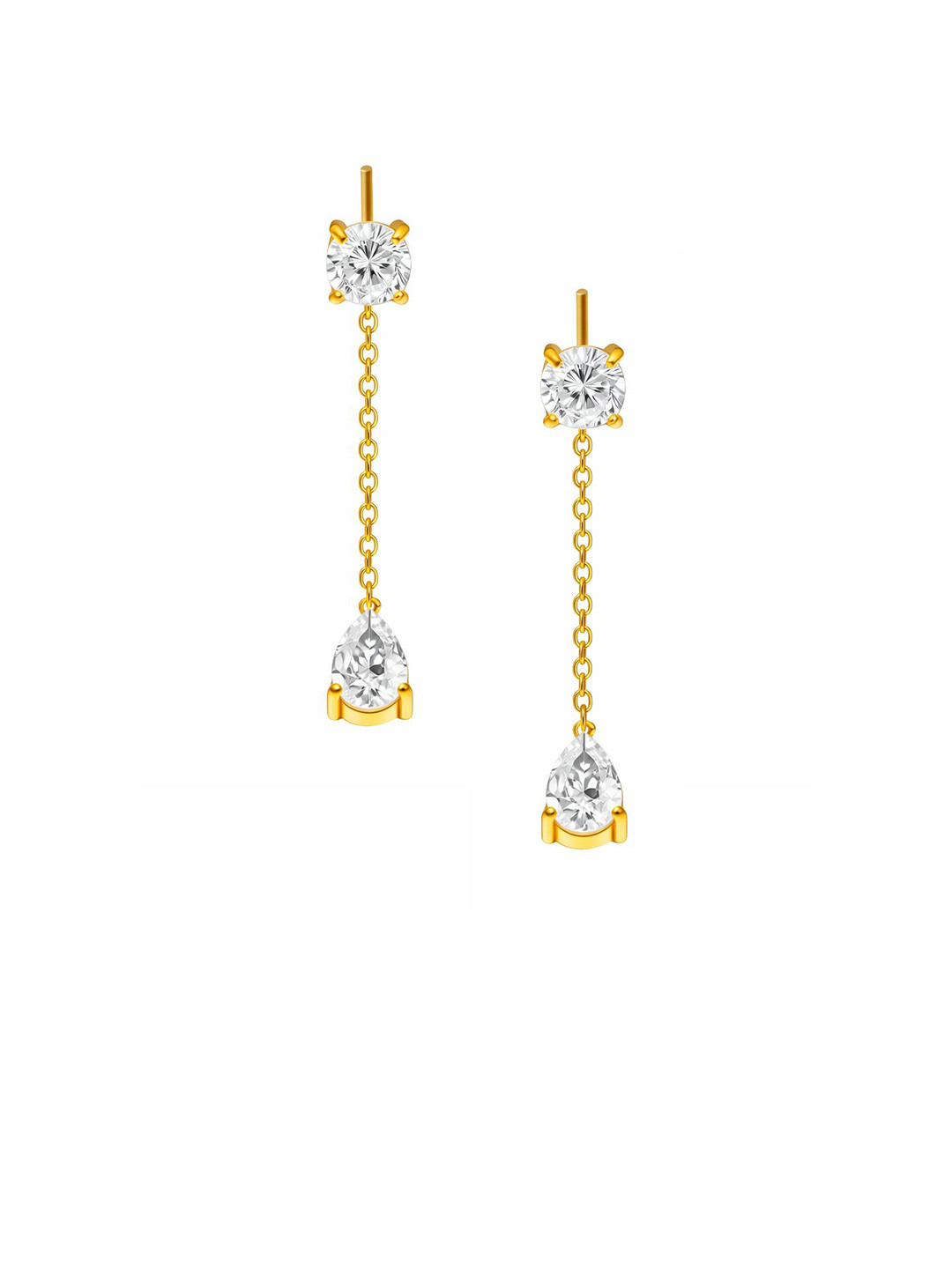 NAITRA 18K Gold Plated Zircon Drop Waterproof & Anti-Tarnish Chain Tassel Earrings