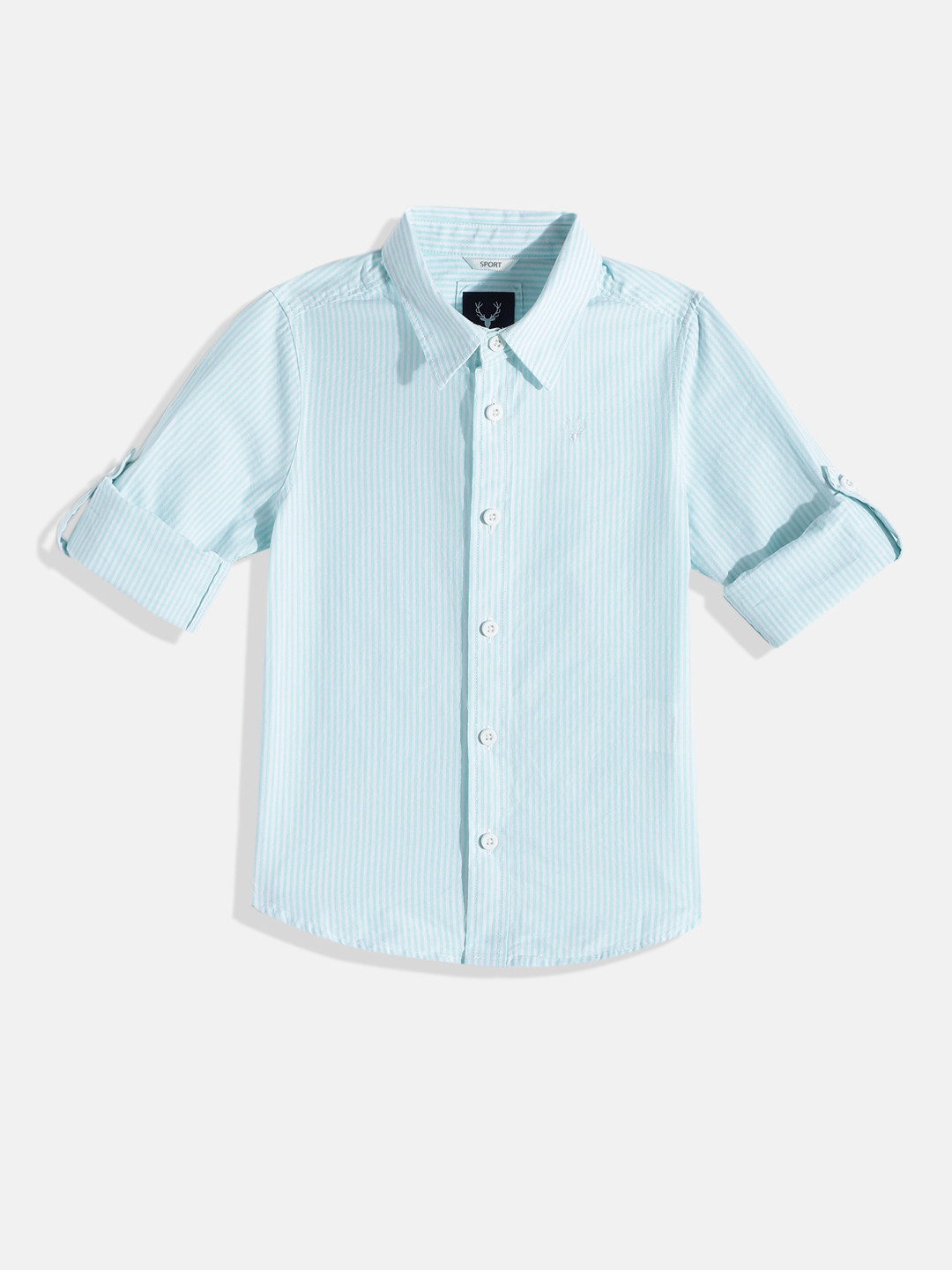 Allen Solly Junior Boys Sport Striped Roll-Up Sleeves Pure Cotton Casual Shirt