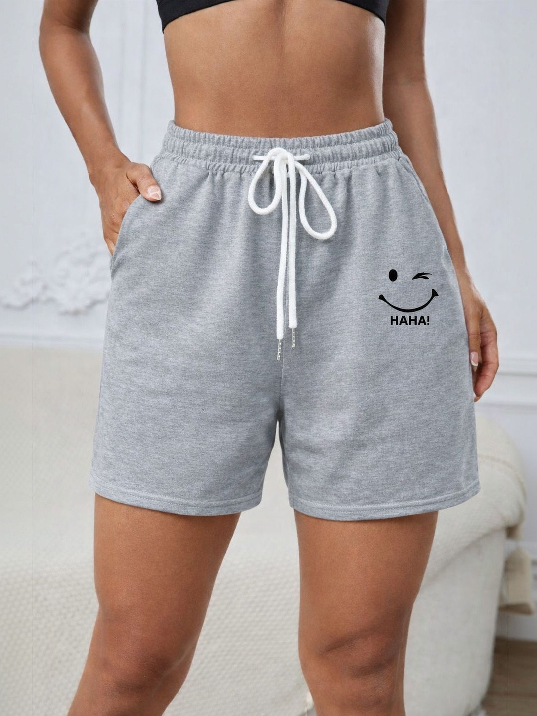 FARICON Women Printed Loose Fit High-Rise Shorts