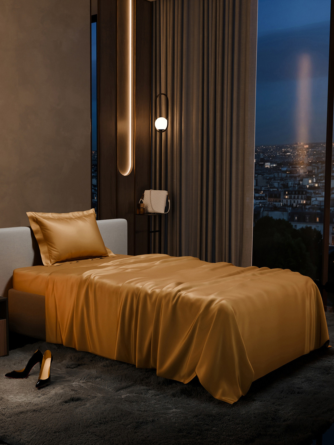 Stoa Paris Date Night 300 TC Single Fine Bedsheet with a Pillow Cover-60 x 90