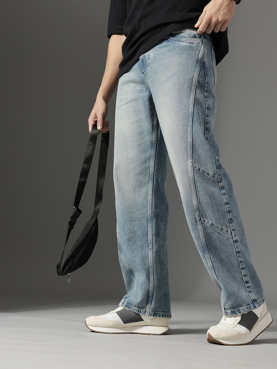 FCUK Men Pure Cotton Loose Fit Heavy Fade Jeans