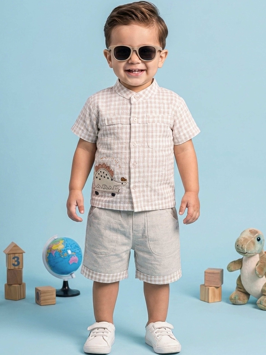 Pompidou Boys Checked Shirt with Shorts