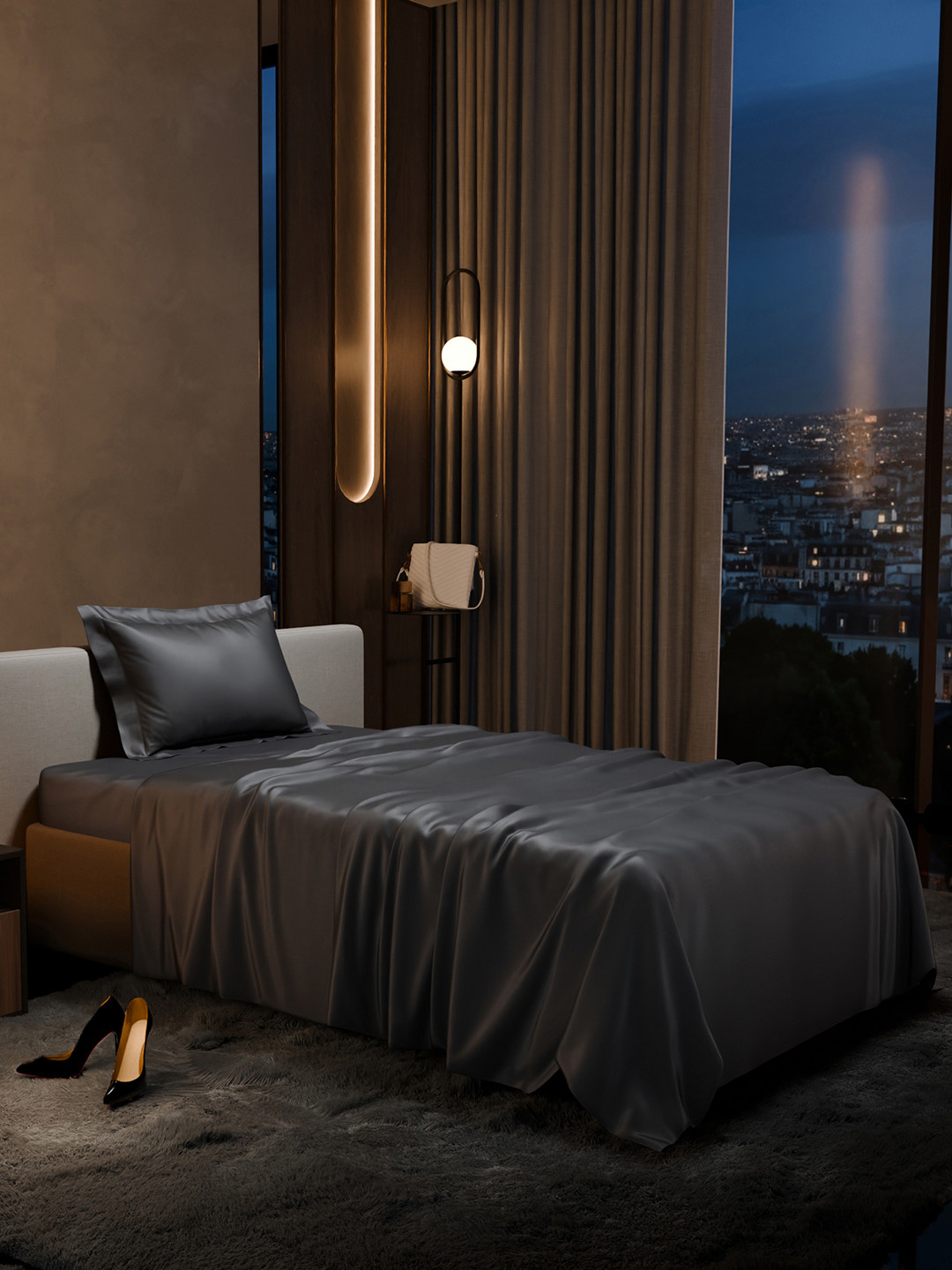 Stoa Paris Date Night Collection 300 TC Single Fine Bedsheet with a Pillow Cover-60 x 90