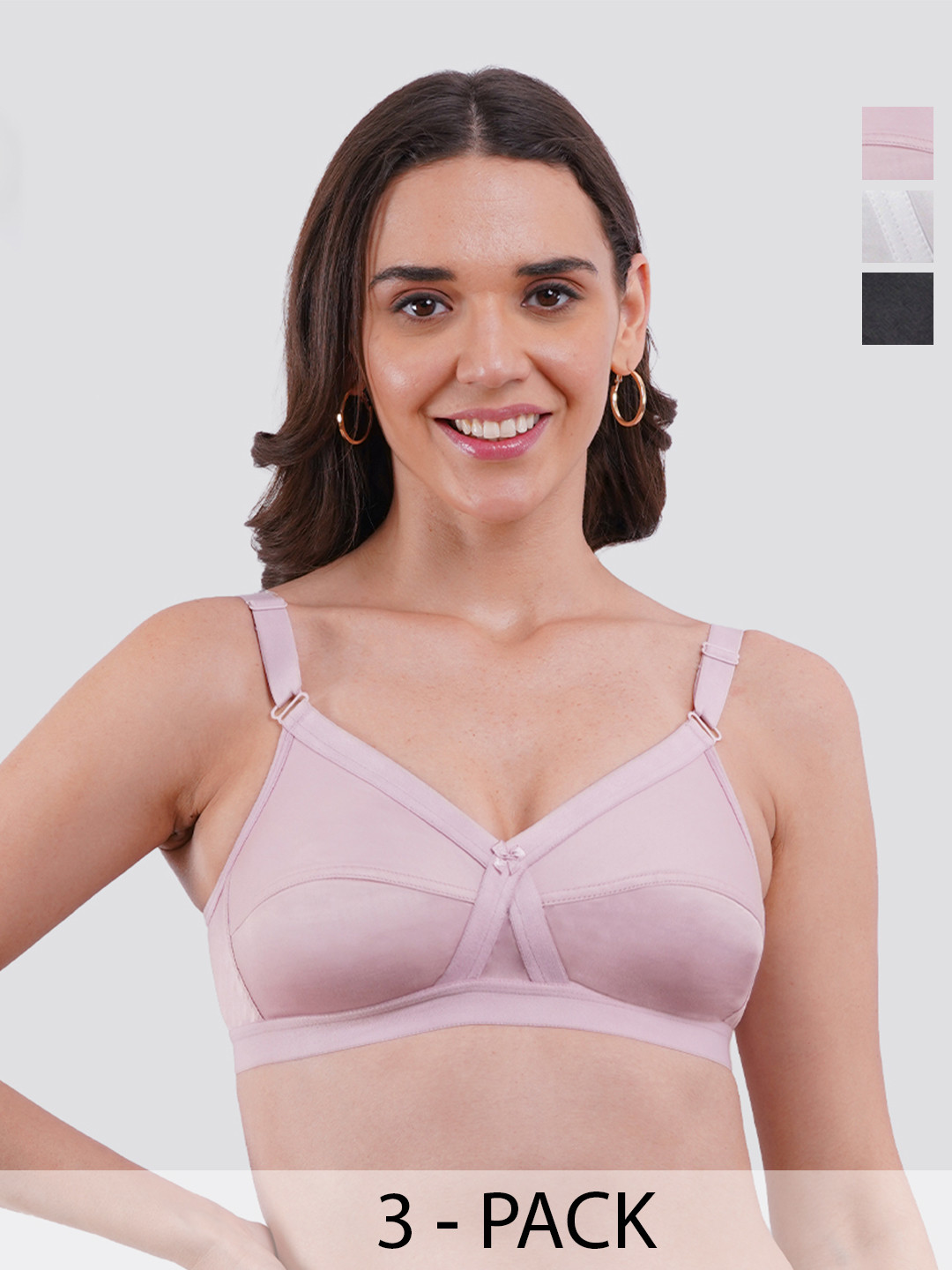 K LINGERIE Pack Of 3 Full Coverage Non Padded Minimizer Bra