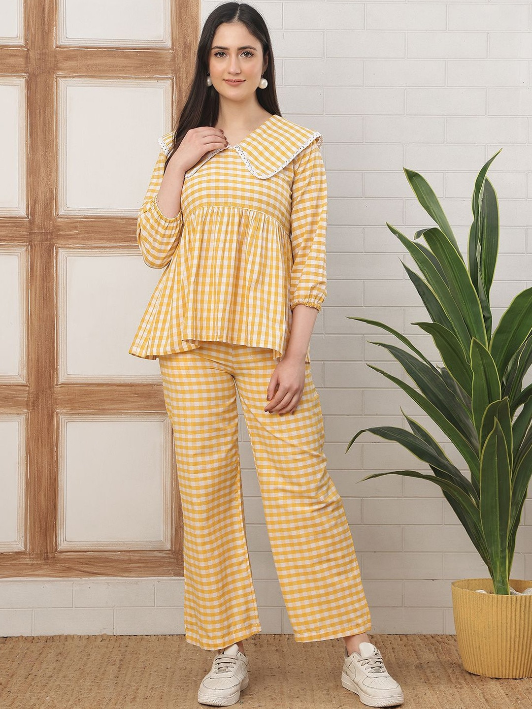 NEUDIS Cotton Checked Top with Trousers