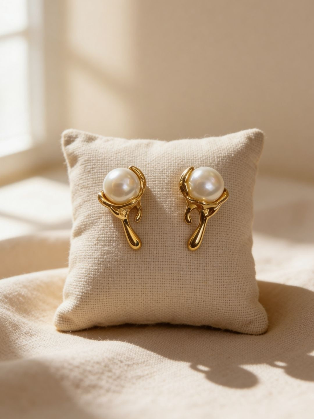 RaasRani Gold-Plated Contemporary Drop Earrings