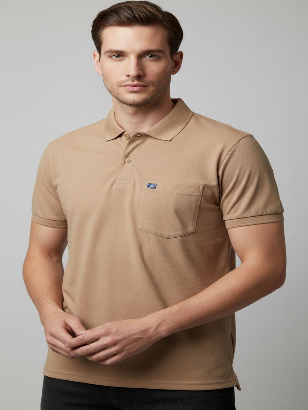 BADOS Men Polo Collar Pockets T-shirt