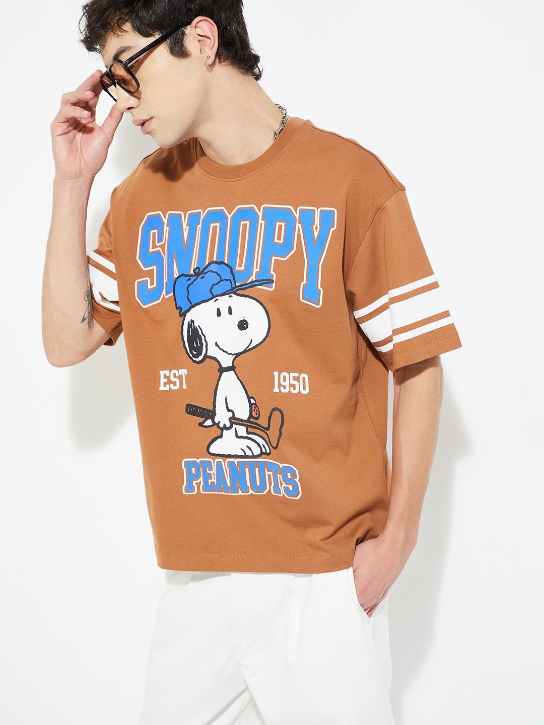 Max Men Snoopy Print Oversized T-shirt