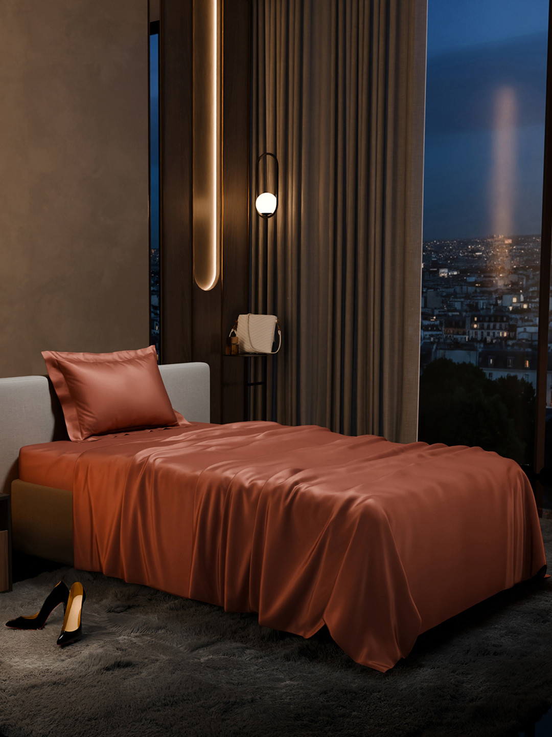 Stoa Paris Date Night Collection Sateen 300 TC Single Bedsheet -90 x 60 inches