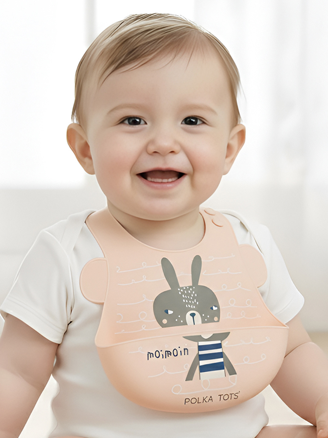 Polka Tots Kids Printed Waterproof Silicone Feeding Bibs