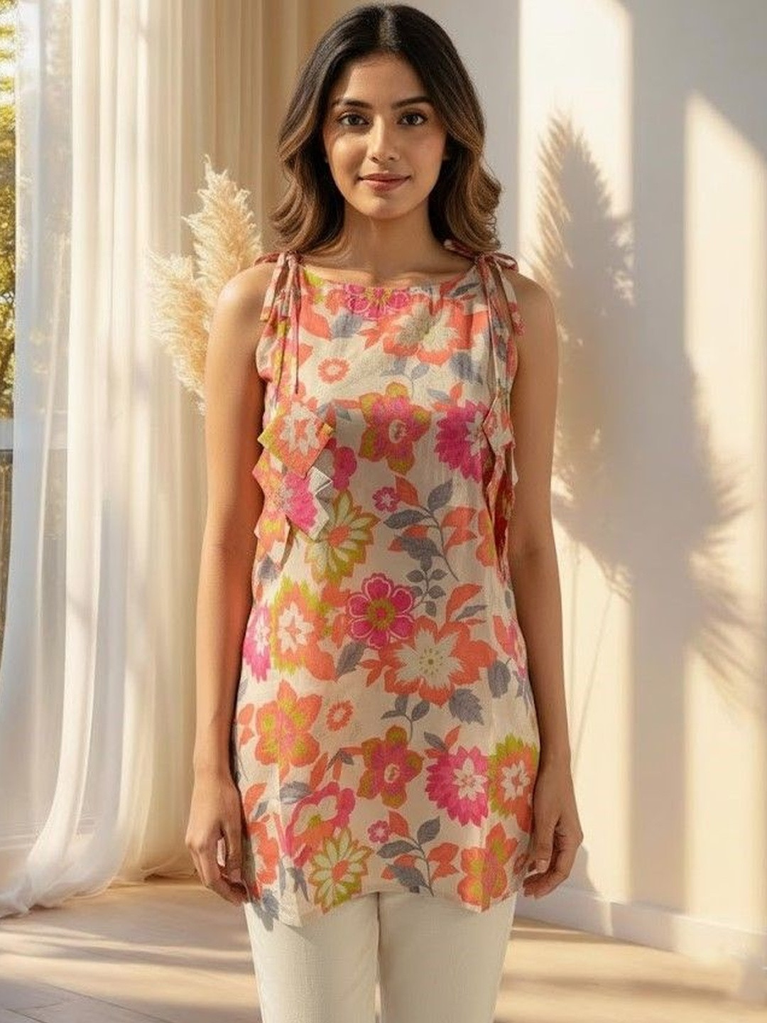 GULMEHAK Women Floral Printed Indigo Kurta