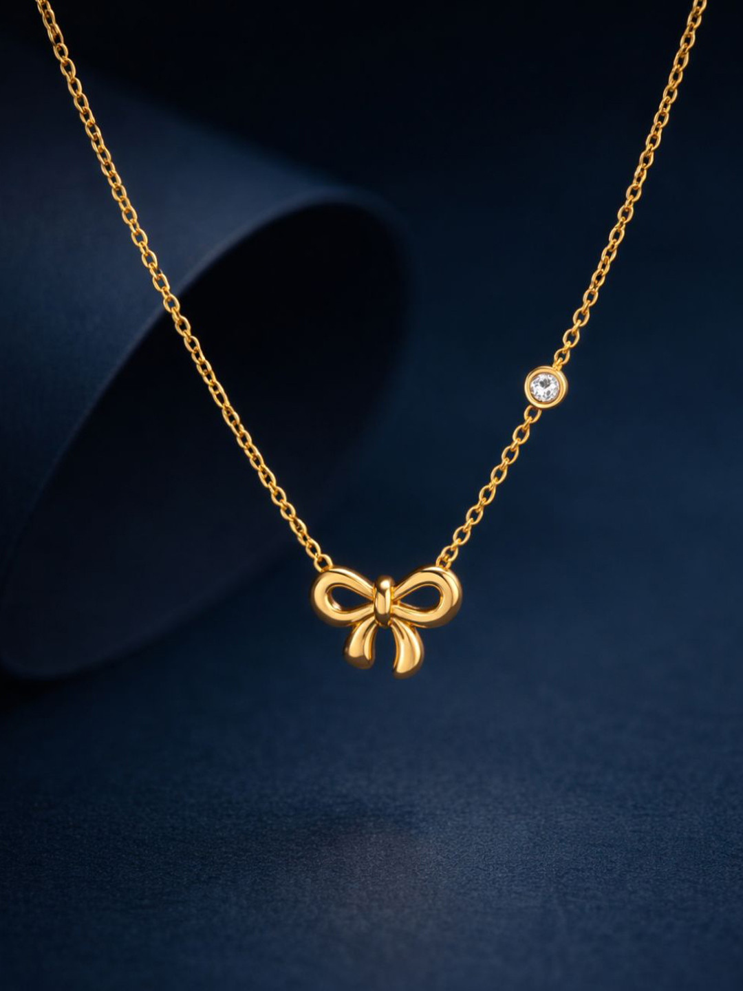 NAITRA 18K Gold Plated Bow Knot Waterproof & Anti-Tarnish Pendant Necklace