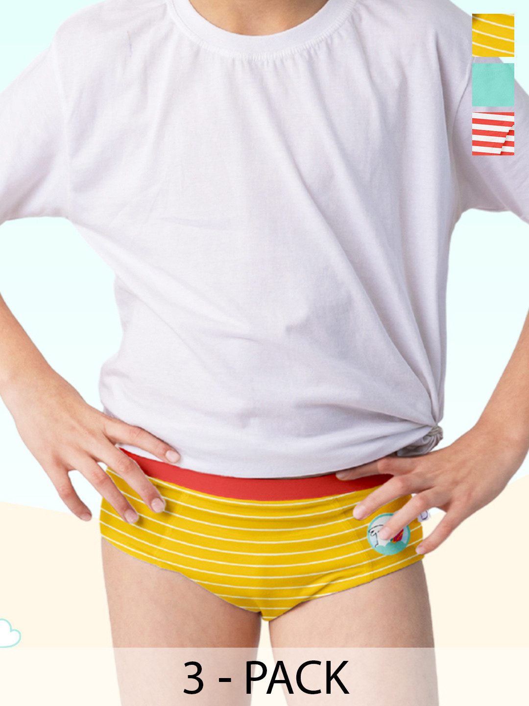 SuperBottoms Boys Pack of 3 Striped Basic Briefs