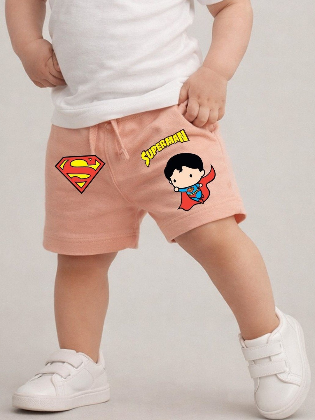 YK X Wildwoods Boys Printed Superman Low-Rise Shorts
