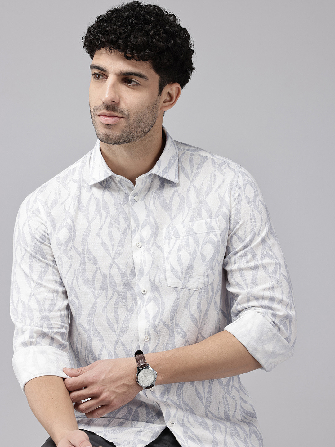 Blackberrys Slim Fit Floral Printed Pure Cotton Casual Shirt