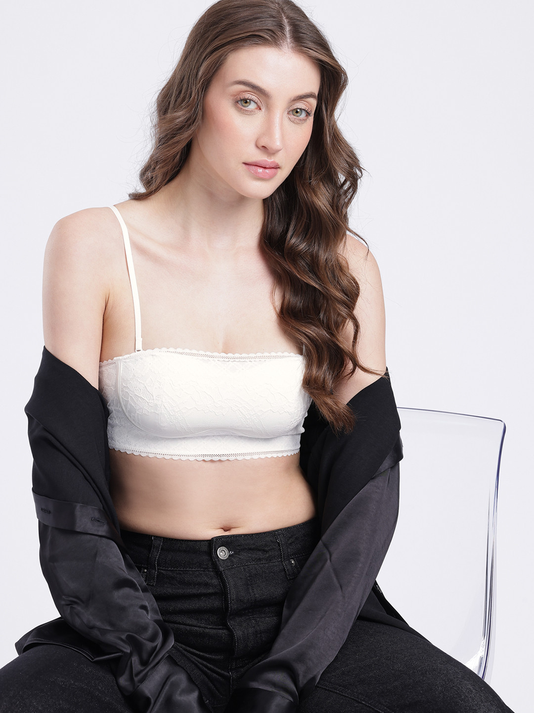 glitchez Floral Lace Bra Full Coverage Lightly Padded