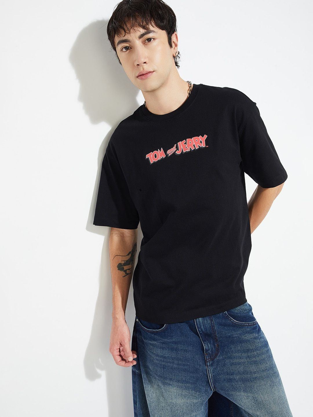 max Graphic Printed Round Neck Cotton T-shirt